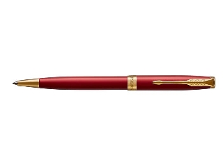 Golyóstoll, 1 mm, rotációs, piros tolltest, arany klip, PARKER 