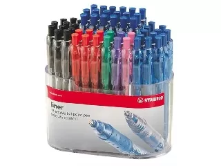 Golyóstoll display, 0,38 mm, nyomógombos, STABILO