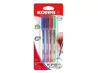 Golyóstoll készlet, 1,0 mm, kupakos, háromszögletű, KORES