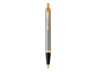 Golyóstoll, nyomógombos, 0,7 mm, arany színű klip, csiszolt fém tolltest, PARKER 