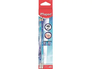 Grafitceruza radírral, HB, háromszögletű, MAPED 