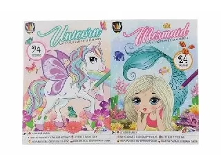 Grafix - A4 csillámos színező martica album,Sellő  - 32 minta + 2 matricás ív