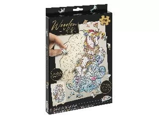 Grafix - Fa puzzle Unikornis egyedi formák 130 db - keret 30 x 22 cm - FSC fa