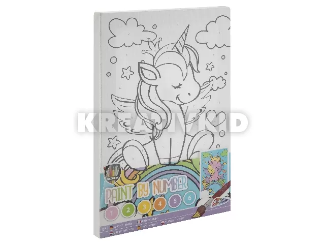 Grafix - Fess számok szerint Unikornis  - 29, 7 x 19, 5 cm ecsettel + 6 festékke
