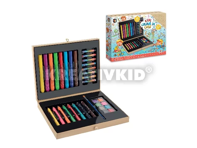 Grafix - Kreatív börönd 33 db - 8 ceruza, 8 filctoll, 8 zsírkréta, 8 festék, 1 ecset - 26x20x4 cm