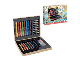 Grafix - Kreatív börönd 33 db - 8 ceruza, 8 filctoll, 8 zsírkréta, 8 festék, 1 ecset - 26x20x4 cm