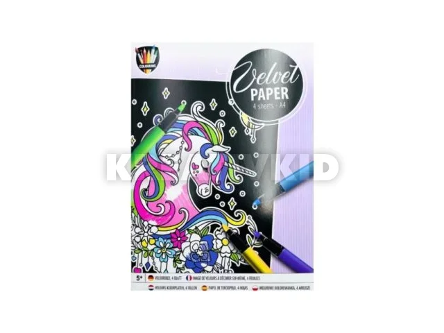 Grafix: Unikornis mintás bársony színező készlet, A4