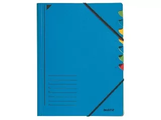 Gumis mappa, karton, A4, regiszteres, 7 részes, LEITZ, kék