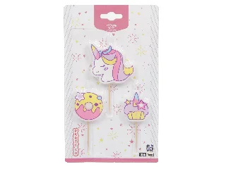 Gyertya szett 3 db unikornis 9 cm