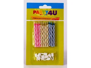 Gyertya, születésnapi, 10+10 db tartó