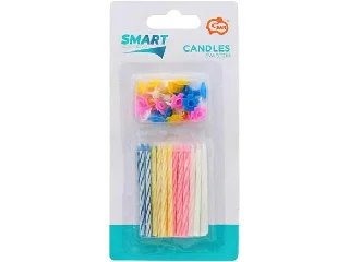 Gyertya, születésnapi, tartóval, 24 db