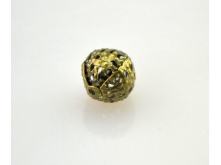 Gyöngy fém lyukacsos , bronz szín, d:0,7 cm, lyuk:0,1 cm, 50 db/csomag