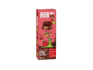 Gyümölcs snack, 30 g, BOB SNAIL, alma-eper tejcsokoládéban
