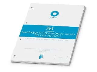Gyűrűs könyv betét, A4, sima, 50 lap, BOXER, fehér