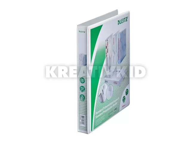 Gyűrűs könyv, panorámás, 2 gyűrű, D alakú, 44 mm, A4 Maxi, PP, LEITZ, fehér