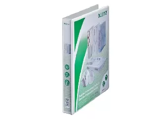 Gyűrűs könyv, panorámás, 2 gyűrű, D alakú, 44 mm, A4 Maxi, PP, LEITZ, fehér