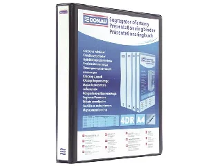 Gyűrűs könyv, panorámás, 4 gyűrű, D alakú, 20 mm, A4, PP, DONAU, fekete