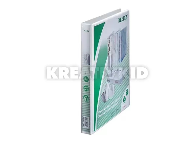 Gyűrűs könyv, panorámás, 4 gyűrű, D alakú, 38 mm, A4 Maxi, PP, LEITZ, fehér