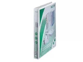 Gyűrűs könyv, panorámás, 4 gyűrű, D alakú, 38 mm, A4 Maxi, PP, LEITZ, fehér