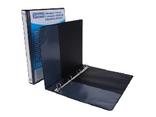 Gyűrűs könyv, panorámás, 4 gyűrű, D alakú, 44 mm, A4, PP, DONAU, fekete