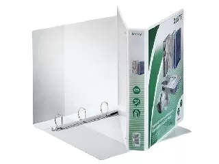 Gyűrűs könyv, panorámás, 4 gyűrű, D alakú, 51 mm, A4 Maxi, PP, LEITZ, fehér