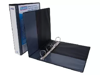 Gyűrűs könyv, panorámás, 4 gyűrű, D alakú, 63 mm, A4, PP, DONAU, fekete