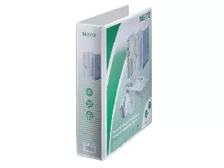 Gyűrűs könyv, panorámás, 4 gyűrű, D alakú, 77 mm, A4 Maxi, PP, LEITZ, fehér