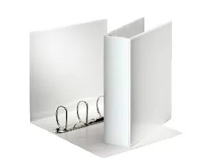 Gyűrűs könyv, panorámás, 4 gyűrű, D alakú, 86 mm, A4, PP, ESSELTE, fehér