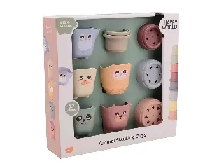 Happy World bio műanyag toronyépítő és vördöcskék