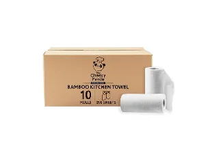 Háztartási papírtörlő, bambusz, 2 rétegű, 100 lap, 10 tekercses, CHEEKY PANDA, fehér