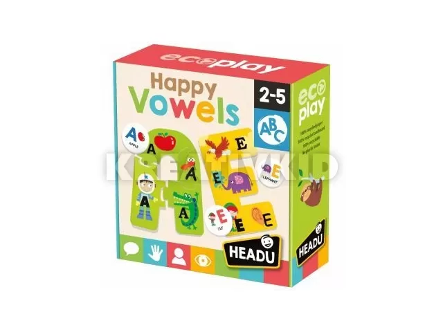 Headu: Vidám magánhangzók betűkártya és kirakó - angol nyelvű