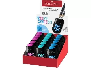 Hegyező display, kétlyukú, 2 tartályos, FABER-CASTELL, vegyes színek