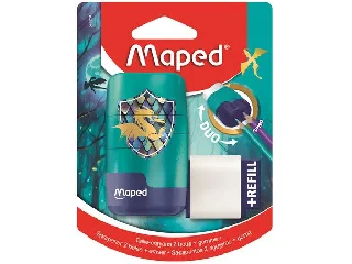 Hegyező és radír, kétlyukú, tartályos, pótradírral, MAPED 