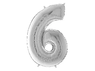 Héliumos fólia lufi, 6-os szám, 65 cm, ezüst