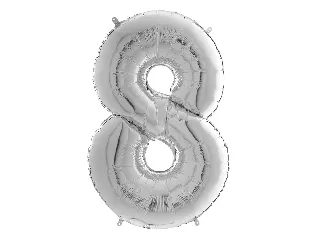 Héliumos fólia lufi, 8-as szám, 65 cm, ezüst