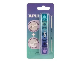 Hibajavító- és ragasztóroller, 2in1, 5 mm x 4-3 m,  APLI , vegyes színek