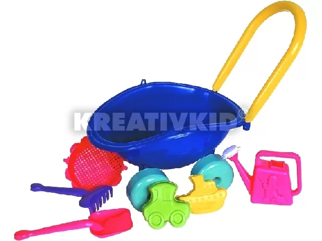 Homokozó készlet talicskában - 7 darabos, többféle
