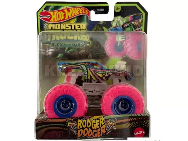 Hot Wheels Monster Trucks sötétben világító autó Rodger Dodger