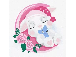 Ideyka: Festés számok szerint, Álmos nyuszi - 30 x 30 cm