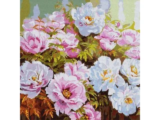 Ideyka: Festés számok szerint, Pünkösdi rózsák - 50 x 50 cm