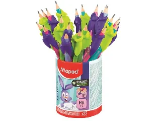 Írástanuló grafitceruza radírral, ceruzatartó, HB, háromszögletű, ceruzafogóval, MAPED 