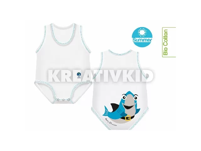 J Bimbi kombidressz 0-36 hó biopamut Summer Sealife Blue Fish 10869
