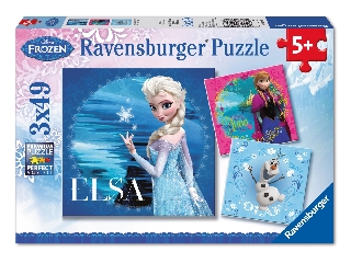 Jégvarázs Puzzle 3x49 db - Elsa, Anna, Olaf