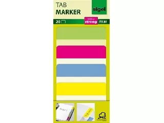 Jelölőcímke, megerősített, színes szélű, 50x38 mm, 4x5 db, SIGEL, vegyes színek