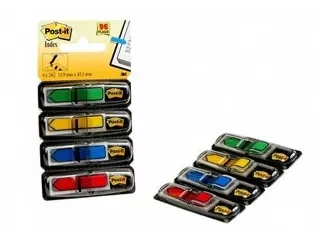 Jelölőcímke, műanyag, 4x24 lap, 11,9x43,2 mm, nyíl, 3M POSTIT, vegyes