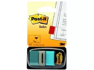 Jelölőcímke, műanyag, 50 lap, 25x43 mm, 3M POSTIT, élénk kék