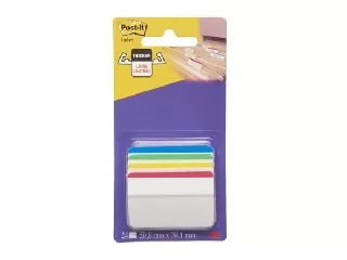 Jelölőcímke, műanyag, megerősített, döntött, 4x6 lap, 50,8x38,1 mm, 3M POSTIT, vegyes színek