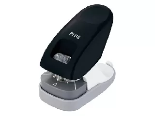 Kapocs nélküli tűzőgép, asztali, 10 lap, PLUS, fekete