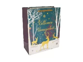 Karácsony dísztasak 42x31x12 cm Arany szarvas 