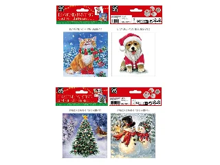 Karácsonyi gyémántfestős üdvözlőlapok, 13x13 cm, 2 db, +2 boríték